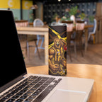Hawthorn Football Club Skinny Tumbler Hawks Muscular Mascot Graphic - Abstract Paint Splatter Art