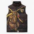 Hawthorn Football Club Sleeveless Puffer Jacket Hawks Muscular Mascot Graphic - Abstract Paint Splatter Art