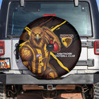 Hawthorn Football Club Spare Tire Cover Hawks Muscular Mascot Graphic - Abstract Paint Splatter Art