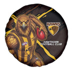 Hawthorn Football Club Spare Tire Cover Hawks Muscular Mascot Graphic - Abstract Paint Splatter Art