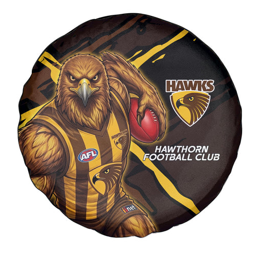 Hawthorn Football Club Spare Tire Cover Hawks Muscular Mascot Graphic - Abstract Paint Splatter Art