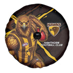 Hawthorn Football Club Spare Tire Cover Hawks Muscular Mascot Graphic - Abstract Paint Splatter Art
