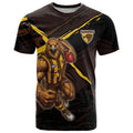 Hawthorn Football Club T Shirt Hawks Muscular Mascot Graphic - Abstract Paint Splatter Art