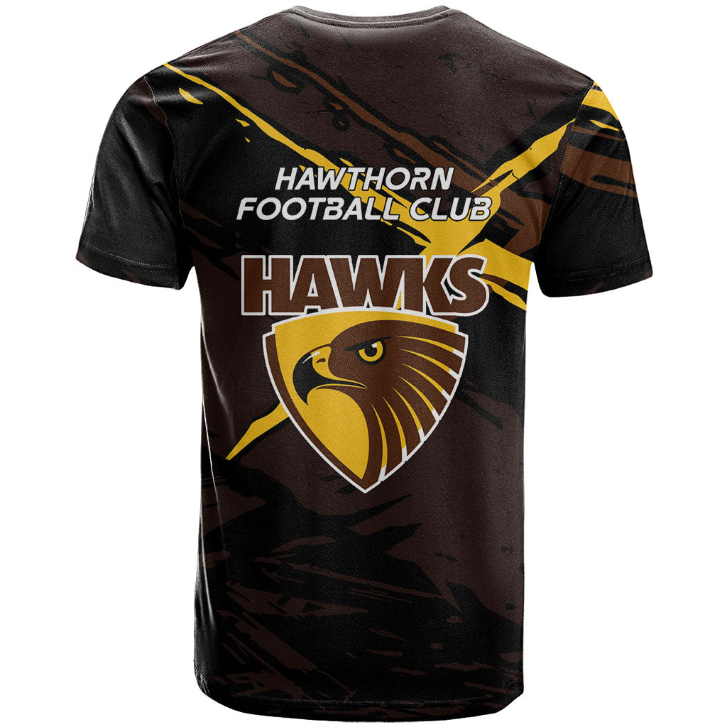 Hawthorn Football Club T Shirt Hawks Muscular Mascot Graphic - Abstract Paint Splatter Art