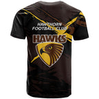Hawthorn Football Club T Shirt Hawks Muscular Mascot Graphic - Abstract Paint Splatter Art