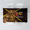 Hawthorn Football Club Tablecloth Hawks Muscular Mascot Graphic - Abstract Paint Splatter Art