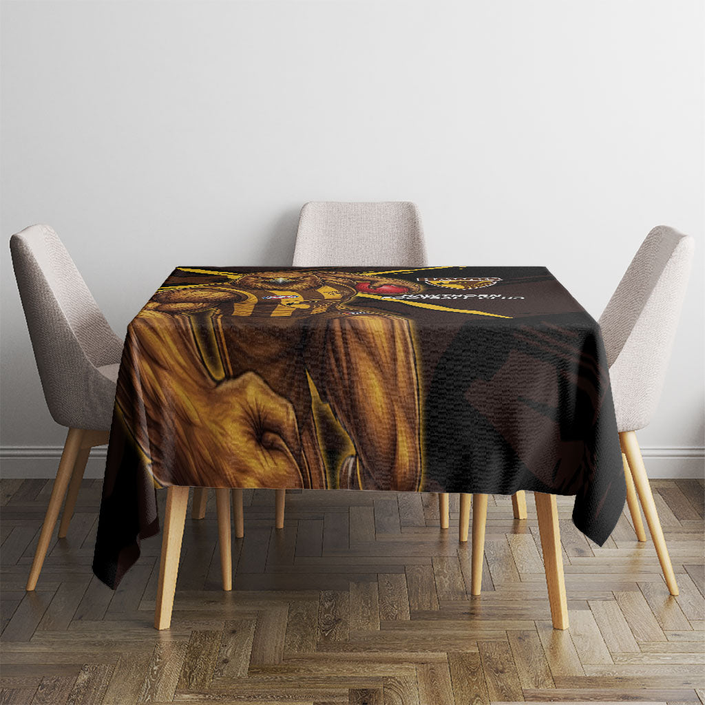 Hawthorn Football Club Tablecloth Hawks Muscular Mascot Graphic - Abstract Paint Splatter Art