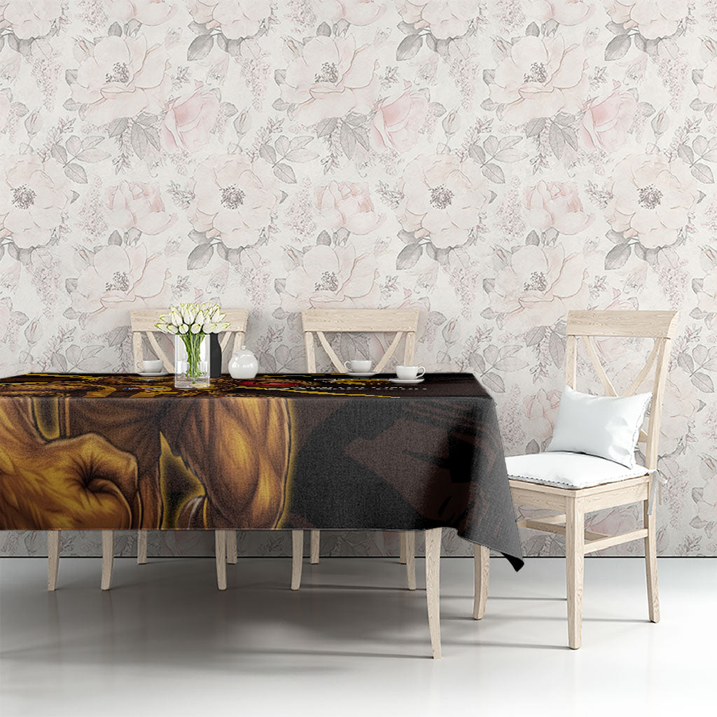 Hawthorn Football Club Tablecloth Hawks Muscular Mascot Graphic - Abstract Paint Splatter Art