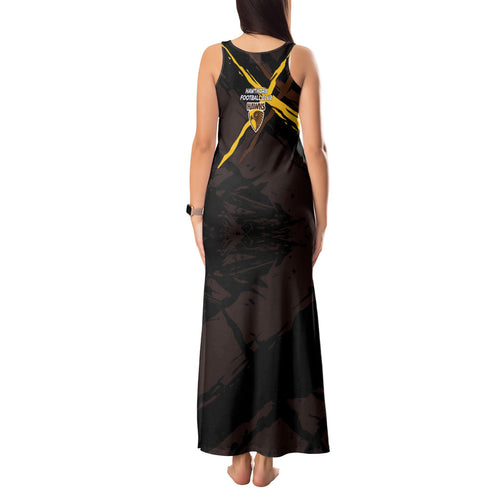 Hawthorn Football Club Tank Maxi Dress Hawks Muscular Mascot Graphic - Abstract Paint Splatter Art