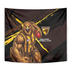 Hawthorn Football Club Tapestry Hawks Muscular Mascot Graphic - Abstract Paint Splatter Art