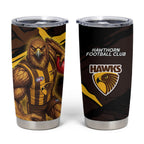 Hawthorn Football Club Tumbler Cup Hawks Muscular Mascot Graphic - Abstract Paint Splatter Art