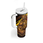 Hawthorn Football Club Tumbler With Handle Hawks Muscular Mascot Graphic - Abstract Paint Splatter Art
