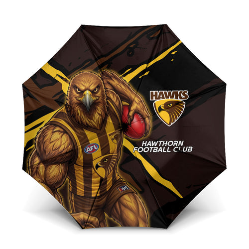 Hawthorn Football Club Umbrella Hawks Muscular Mascot Graphic - Abstract Paint Splatter Art