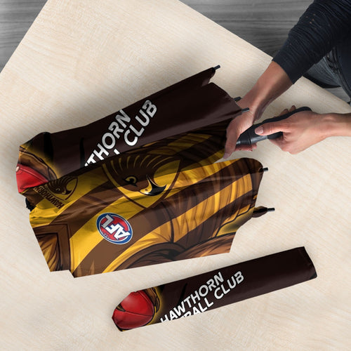 Hawthorn Football Club Umbrella Hawks Muscular Mascot Graphic - Abstract Paint Splatter Art