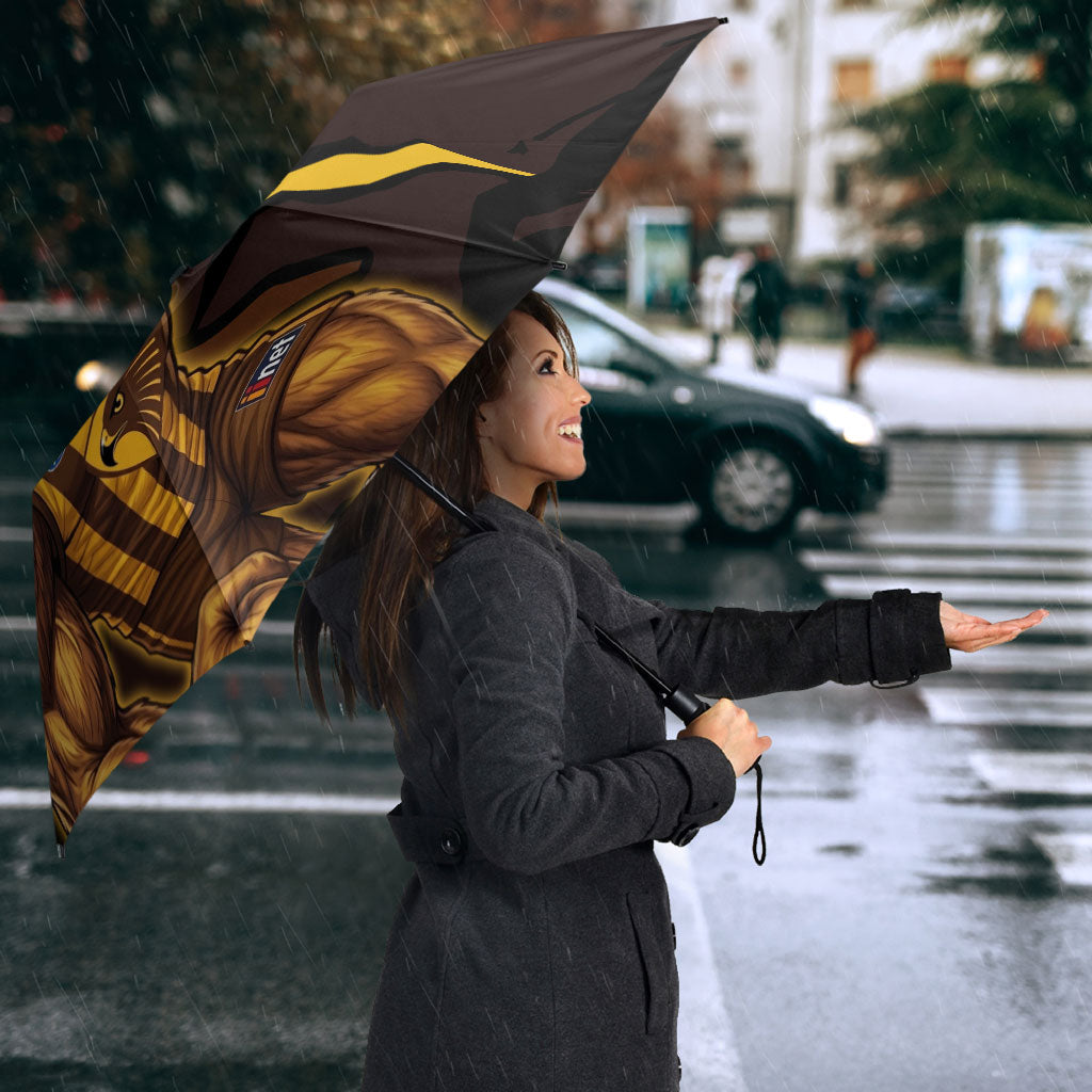 Hawthorn Football Club Umbrella Hawks Muscular Mascot Graphic - Abstract Paint Splatter Art