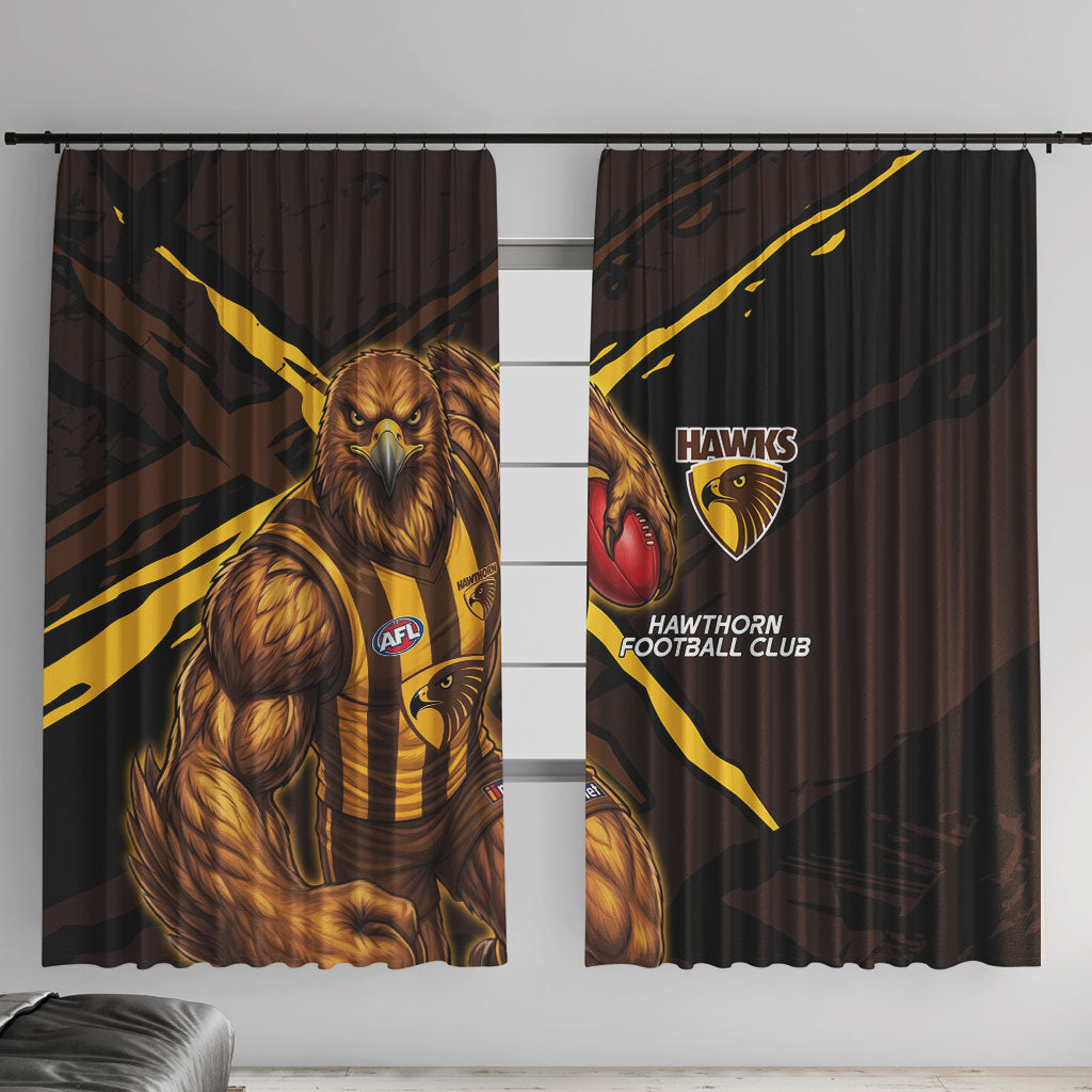 Hawthorn Football Club Window Curtain Hawks Muscular Mascot Graphic - Abstract Paint Splatter Art