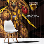 Hawthorn Football Club Window Curtain Hawks Muscular Mascot Graphic - Abstract Paint Splatter Art