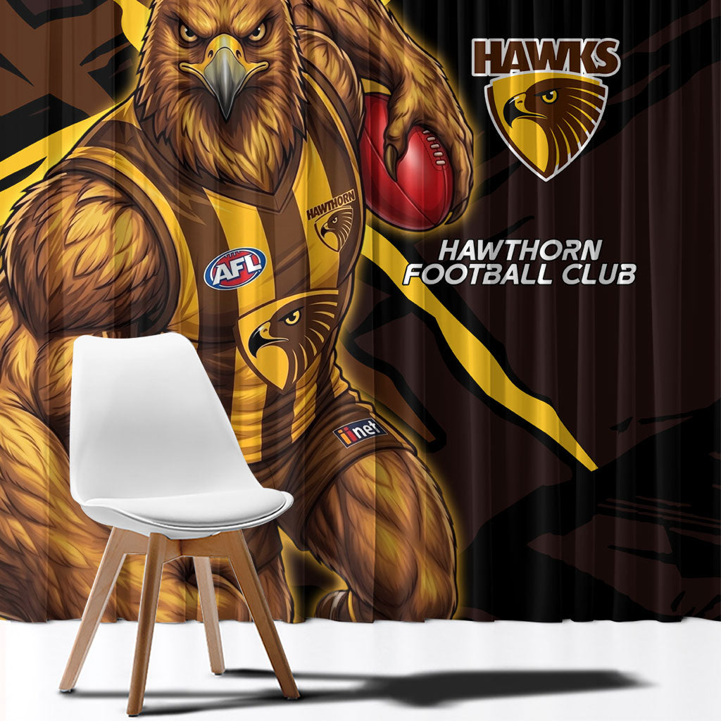 Hawthorn Football Club Window Curtain Hawks Muscular Mascot Graphic - Abstract Paint Splatter Art
