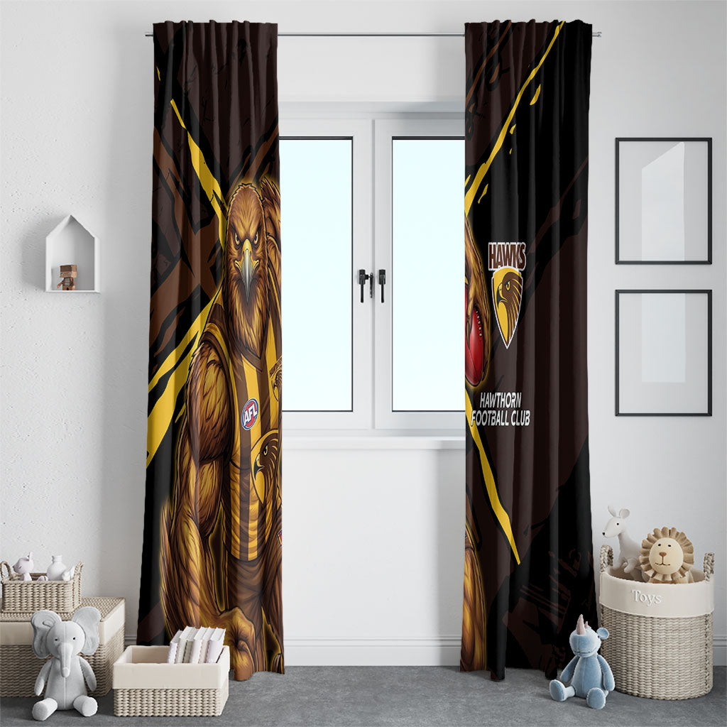 Hawthorn Football Club Window Curtain Hawks Muscular Mascot Graphic - Abstract Paint Splatter Art