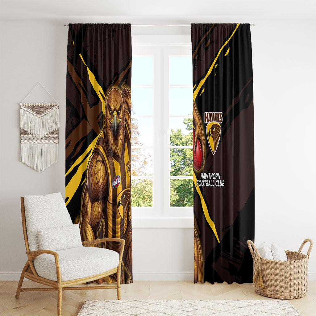 Hawthorn Football Club Window Curtain Hawks Muscular Mascot Graphic - Abstract Paint Splatter Art