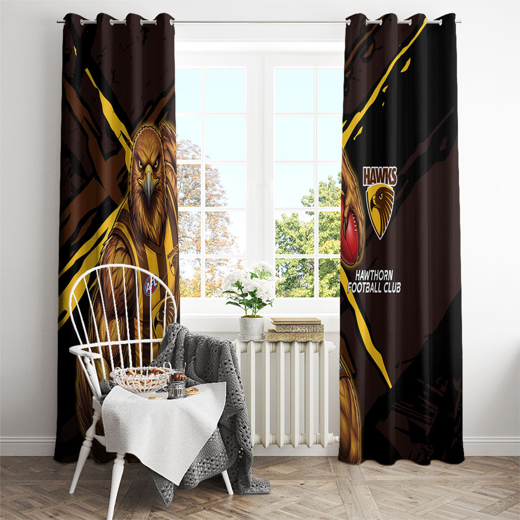 Hawthorn Football Club Window Curtain Hawks Muscular Mascot Graphic - Abstract Paint Splatter Art