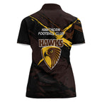 Hawthorn Football Club Women Polo Shirt Hawks Muscular Mascot Graphic - Abstract Paint Splatter Art