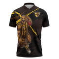 Hawthorn Football Club Zipper Polo Shirt Hawks Muscular Mascot Graphic - Abstract Paint Splatter Art