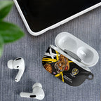 Richmond Football Club AirPods Case Tigers Muscular Mascot Graphic - Abstract Paint Splatter Art