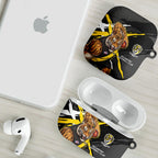Richmond Football Club AirPods Case Tigers Muscular Mascot Graphic - Abstract Paint Splatter Art