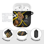Richmond Football Club AirPods Case Tigers Muscular Mascot Graphic - Abstract Paint Splatter Art