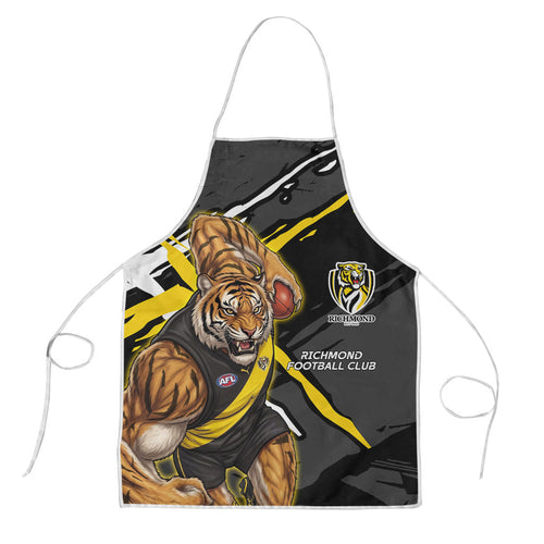 Richmond Football Club Apron Tigers Muscular Mascot Graphic - Abstract Paint Splatter Art