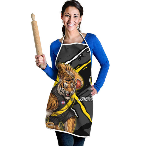 Richmond Football Club Apron Tigers Muscular Mascot Graphic - Abstract Paint Splatter Art