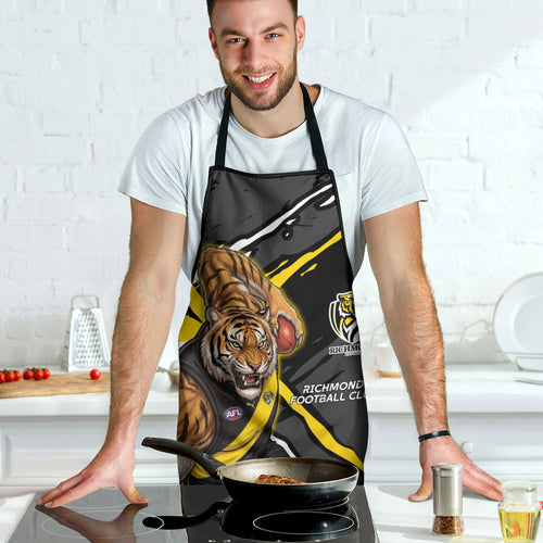 Richmond Football Club Apron Tigers Muscular Mascot Graphic - Abstract Paint Splatter Art