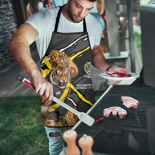Richmond Football Club Apron Tigers Muscular Mascot Graphic - Abstract Paint Splatter Art