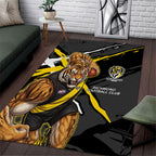 Richmond Football Club Area Rug Tigers Muscular Mascot Graphic - Abstract Paint Splatter Art