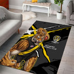 Richmond Football Club Area Rug Tigers Muscular Mascot Graphic - Abstract Paint Splatter Art
