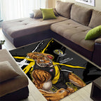 Richmond Football Club Area Rug Tigers Muscular Mascot Graphic - Abstract Paint Splatter Art