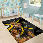Richmond Football Club Area Rug Tigers Muscular Mascot Graphic - Abstract Paint Splatter Art