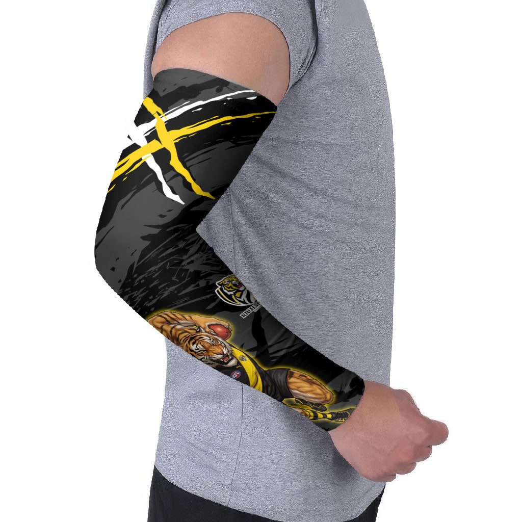 Richmond Football Club Arm Sleeves Tigers Muscular Mascot Graphic - Abstract Paint Splatter Art