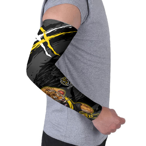 Richmond Football Club Arm Sleeves Tigers Muscular Mascot Graphic - Abstract Paint Splatter Art