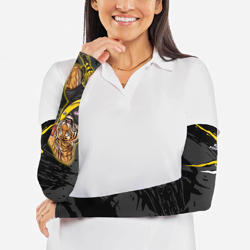 Richmond Football Club Arm Sleeves Tigers Muscular Mascot Graphic - Abstract Paint Splatter Art
