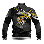 Richmond Football Club Baseball Jacket Tigers Muscular Mascot Graphic - Abstract Paint Splatter Art