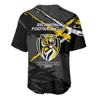 Richmond Football Club Baseball Jersey Tigers Muscular Mascot Graphic - Abstract Paint Splatter Art