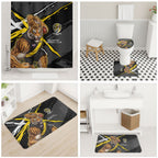 Richmond Football Club Bathroom Set Tigers Muscular Mascot Graphic - Abstract Paint Splatter Art