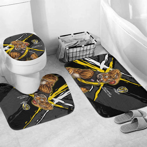 Richmond Football Club Bathroom Set Tigers Muscular Mascot Graphic - Abstract Paint Splatter Art