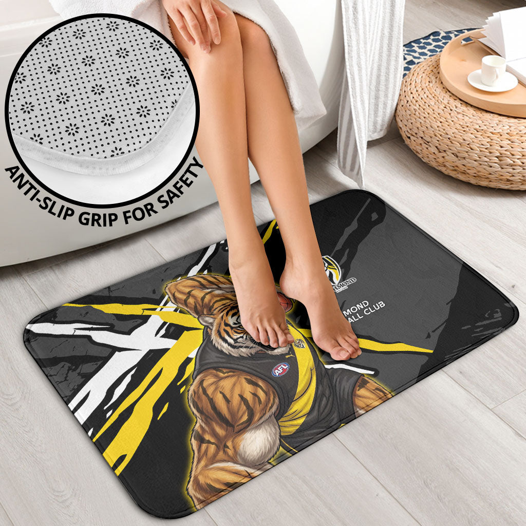Richmond Football Club Bathroom Set Tigers Muscular Mascot Graphic - Abstract Paint Splatter Art