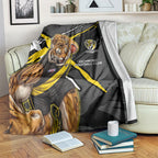 Richmond Football Club Blanket Tigers Muscular Mascot Graphic - Abstract Paint Splatter Art