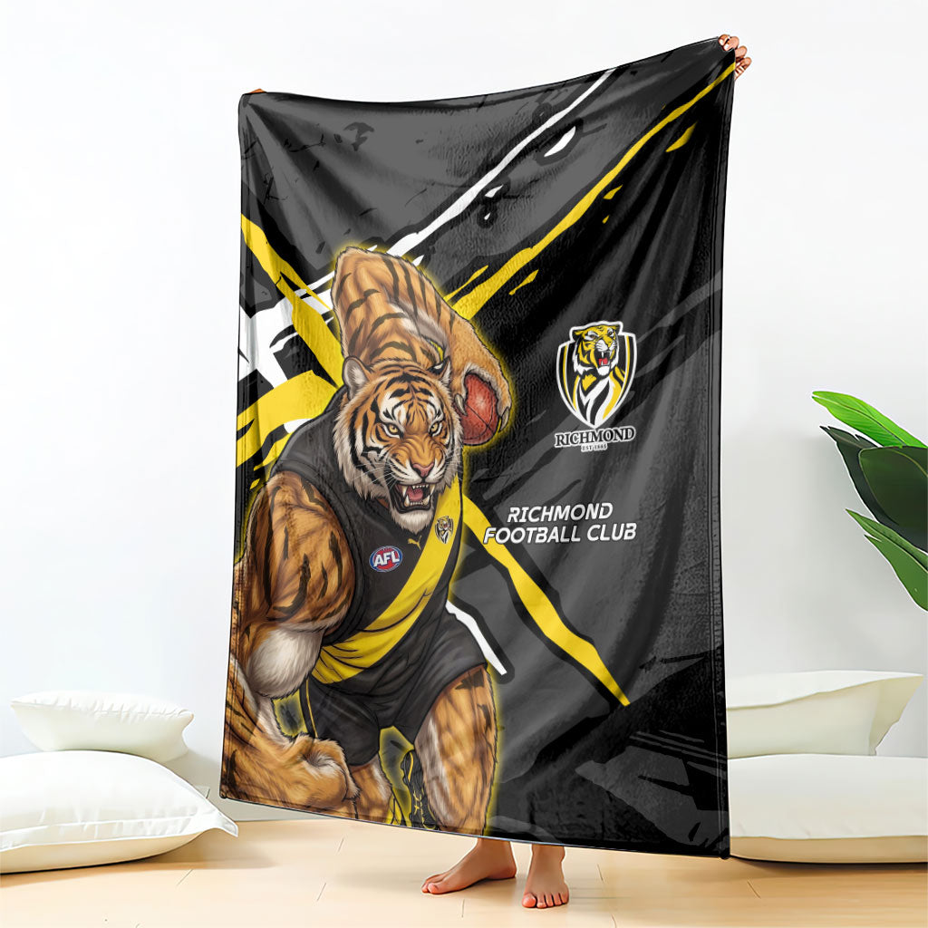 Richmond Football Club Blanket Tigers Muscular Mascot Graphic - Abstract Paint Splatter Art