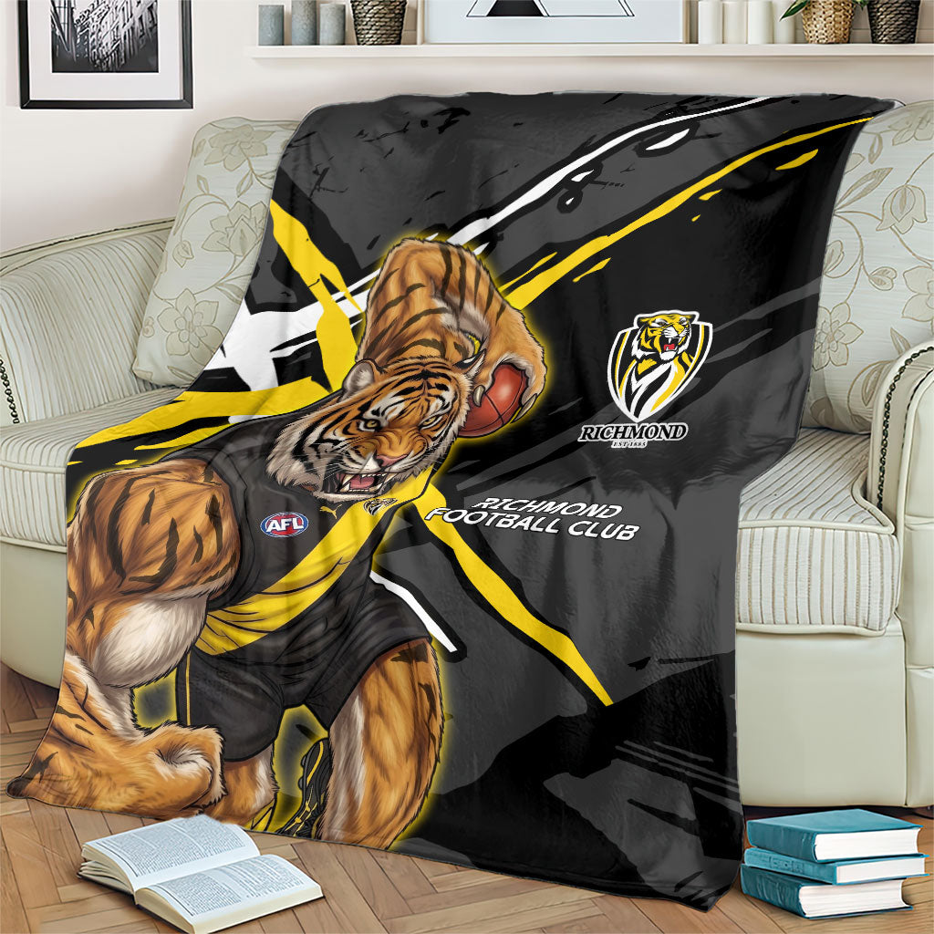 Richmond Football Club Blanket Tigers Muscular Mascot Graphic - Abstract Paint Splatter Art