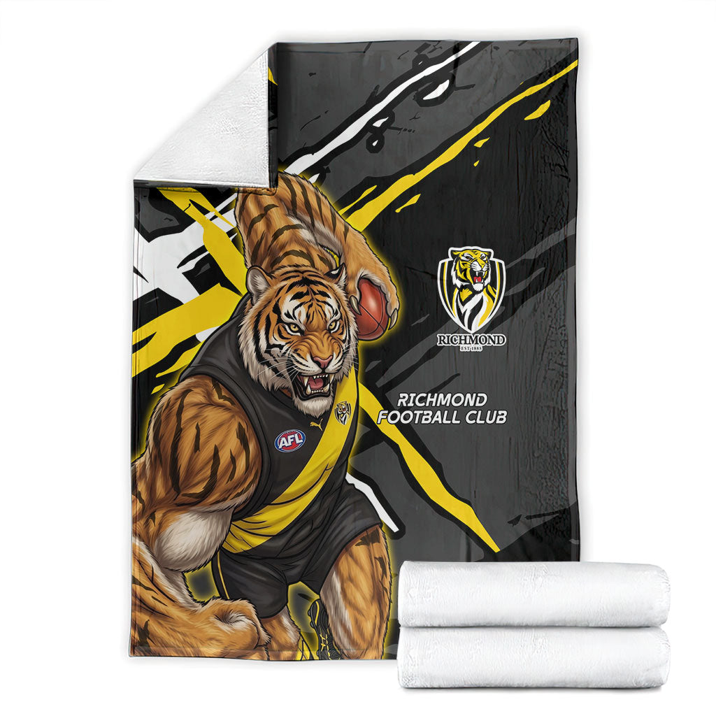 Richmond Football Club Blanket Tigers Muscular Mascot Graphic - Abstract Paint Splatter Art